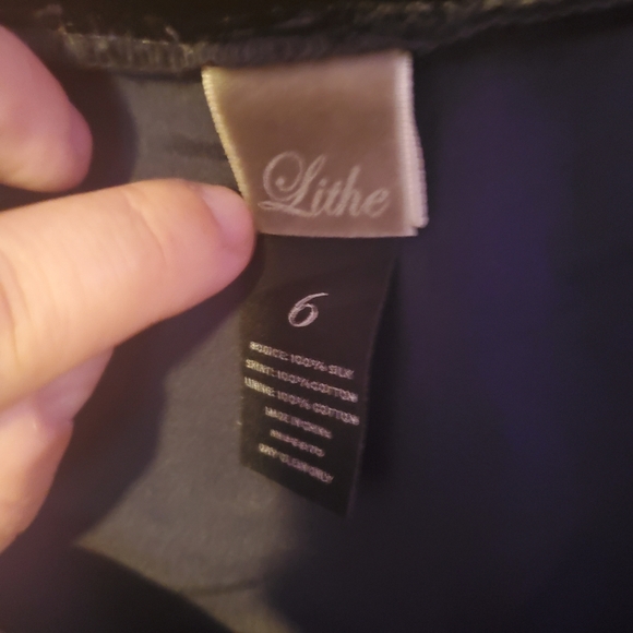 LITHE / ANTHROPOLOGIE Rare Silk Silent Solstice Tie Waist Dress - 6 - Picture 7 of 7